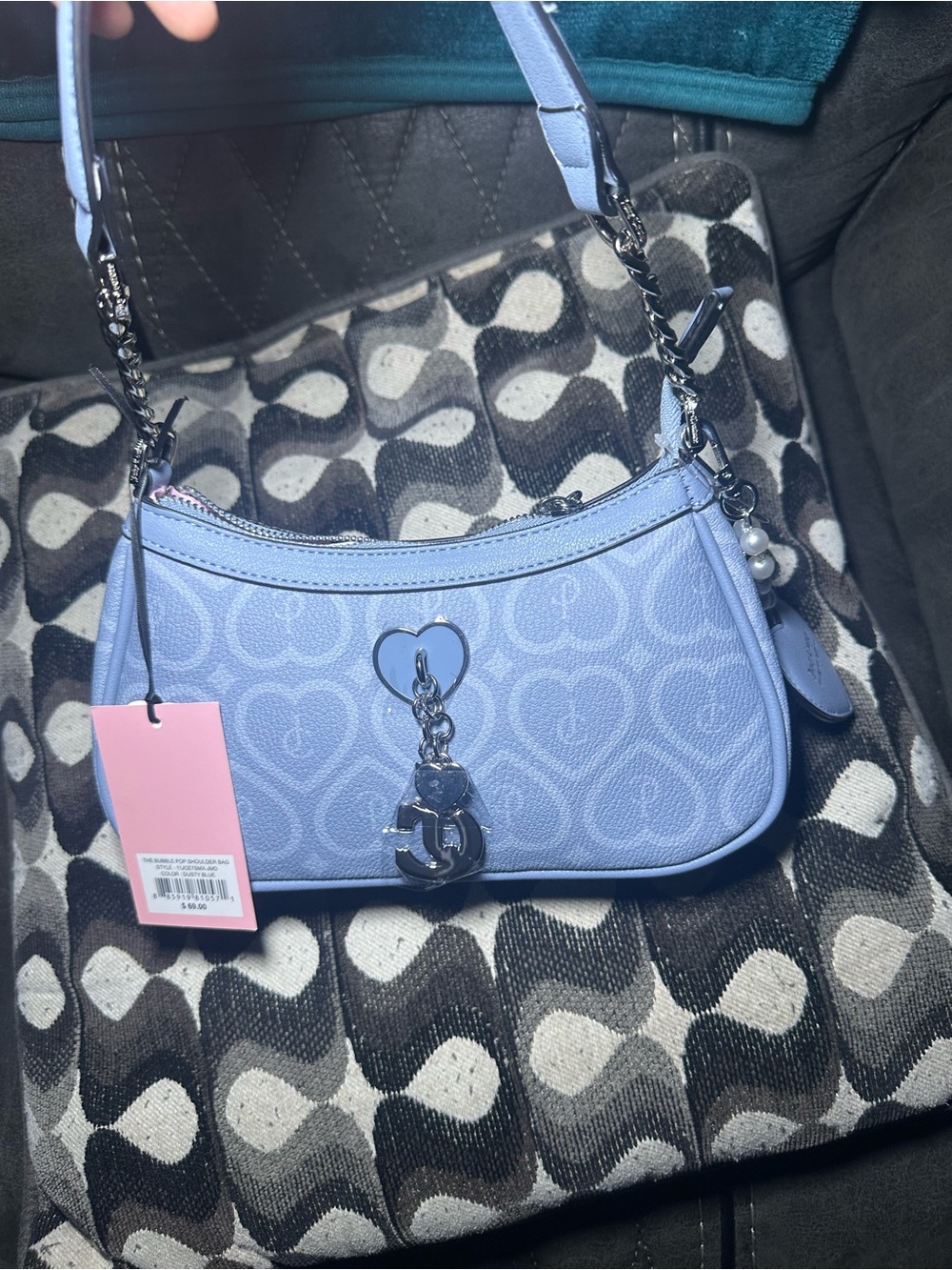 Juicy Couture Lavender Logo Heart Charm Mini Shoulder Bag